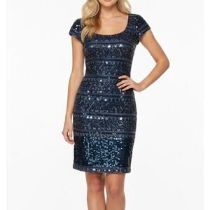Scala Silk Beaded Cocktail Dress | Navy | Size 0 | NWOT | Y2K Vintage